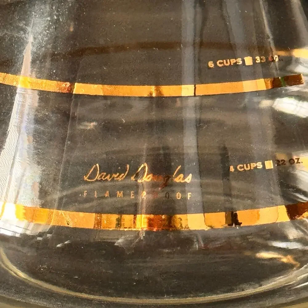 Retro Mid Century David Douglas Flameproof Glass Hot Coffee 44 oz 8-10 C Carafe
